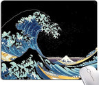 Japanese Sea Wave Mouse Pad, Square Mouse Mat Waterproof Non-Slip Rubber Base MousePads