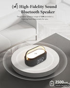 COLSUR Bluetooth Speaker with Wireless Charger, FM Radio, Dimmable LED Night Light, Stereo Sound Dual Wireless Speakers, 2500mAh Portable Speaker for Home Decoration, Bedroom, Office, Gift