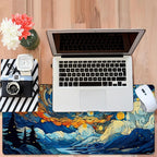 Large Mouse Pad Starry Sky Gaming Desk Pad Computer Keyboard Non-Slip Waterproof Mouse Mat with Rubber Base and Stitched Edges Entertainment Office Writing Desk Mat 35.4 x 15.7 Inches