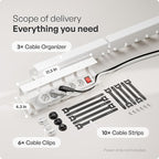 PAMO Cable Management Under Desk for Easy mounting Under-Table I Set of 3 - with 10X Cable Ties I Desk Organizer for Office/Home Office Table Thoughtful Cable Tray Holder