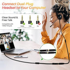 1/8inch Aux Headphone Splitter 2 Way Cable 6FT, 3.5mm 1 Male to 2 Female Mic and Audio Y TRRS Adapter, Compatible with Headset Earphone Switch 2/PS4/PS5 Steam Deck Xbox PC Laptop Phone Tablet Gaming