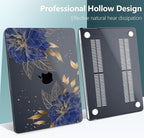 TWOLSKOO Compatible with M4 MacBook Air 15 inch Case 2025-2023 Released Model M4 A3241 M3 A3114 M2 A2941, Plastic Hard Shell & Screen Protector & Keyboard Cover & Trackpad Film, Dahlia Flowers