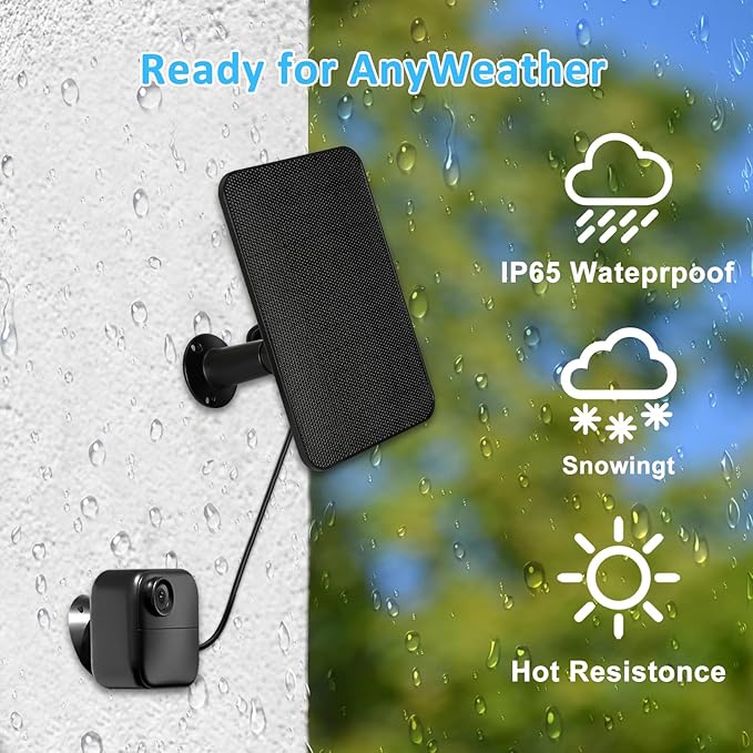 6W Solar Panel Charger for Blink Outdoor/Outdoor(3rd Gen)/XT XT2 Camera Solar Panel with 13.1ft Waterproof Charging Cable, Waterproof Rubber Plug, 360°Adjustable (for Blink 3-2PC)