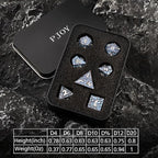 PJOY Metal D&D Dice Set for Dungeons and Dragons Dice with Case Meteorite Black Blue Glitters 7PCS 16mm Role Playing Cool DND Gifts for Players DM Board Game Masters