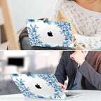 TWOLSKOO Compatible with M4 MacBook Air 15 inch Case 2025-2023 Released Model M4 A3241 M3 A3114 M2 A2941, Plastic Hard Shell & Screen Protector & Keyboard Cover & Trackpad Film, Blue Floral