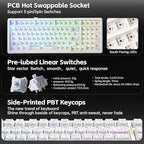 x AULA F99 Keyboard Gaming, Wireless Mechanical Keyboards, Hot Swappable Custom Creamy White Keyboard, RGB Backlit PC Gaming Keyboards,BT5.0/2.4GHz/USB-C,Topographic Side-printed Keycaps,LEOBOG Switch