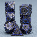 DND Metal Dice Set, Polyhedral Dice Set for RPG D&D Dice with Cracks Dungeons and Dragons Dice Set for RPG TTRPG D&D Die with Gift Case(Black Nickel Purple)