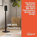 Vogel's SFS 4113 Speaker Floor Stand for Sonos ERA 100, Cable Inlay System, Height: 32,3 inch (82 cm), Exceptionally Stable, Black, 1 Floor Stand