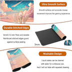Cool Pink Desk Mat Pastel Clouds Large XXL Gaming Mouse Pad Non-Slip Rubber Base Mousepad, Office Desktop Decor Desk Pad, Computer Laptop Keyboard and Mouse Mat with Stitched Edges, 31.5x15.75 in