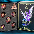 ARUOHHA DND Resin Dice Translucent Pink Leaf Sharp Edged Dragons Dice Set with Box, 7pcs Flower Inclusions Polyhedral Dungeons D and D Dice RPG Role Playing Game D20 D12 D10 D8 D6 D4