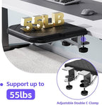 Arm Rest for Desk, 90°Foldable Computer Wrist Rest Shelf with Sponge Padding, Clamp on Arm Support, Ergonomic Sturdy Desk Extender for Office & Home, Durable & Easy to Install (Black)