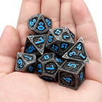 Haxtec Metal DND Dice Set Black Blue Dragon D&D Dice Set with Leather Dice Bag Metal Polyhedral Dice Compatible with Dungeons and Dragons Gifts TTRPG Dice