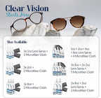 Purity Eyeglass Lens Cleaner Kit - 3 x 1oz Travel Size Lens Cleaner Spray Bottle + 2 Microfiber Cleaning Cloths - Safe for All Lenses (AR Coated Included), Eyeglasses and Screens - Clear