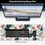 Watercolor Flowers Desk Mat,Large Colorful Floral Gaming Keyboard Mouse Pad,Non-Slip Rubber Base Desk Pad Thick Stitched Edges Waterproof Mousepad Mouse Mat 31.5"x11.8"
