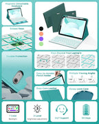 Folio Keyboard Case for iPad 10th Gen 10.9 inch (2022) and iPad 11th (A16, 2025), Magnetic Wireless Detachable Keyboard, 7-Color Backlight, Thin & Light, Pencil Holder (Cyan)