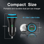 MOCA 51W QC 3.0 Fast Charging W/ 2pcs 3.3ft A-P/C-P Cable Car Charger for iPhone 16/15/14 Pro Max/Plus/16e, iPad, Samsung Galaxy S25/S24/S23 Ultra, Pixel, Android, PD/QC Car Phone Adapter Accessories