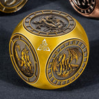 7 in 1 D6 Spinner DND Dice Set D&D, Metal Cube D and D Dice with Gift Box, Dungeons Dragons Role Playing Dice, Gold