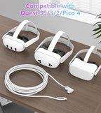 YRXVW Link Cable 10FT Compatible with Meta/Oculus Quest 3S, Quest 3, Quest 2/Pro, PICO 4 Accessories VR Headsets, Charging Cord and High Speed Data Wire, Charging Cable for Steam Gaming PC