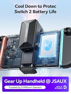 JSAUX Cooling Fan for Nintendo Switch 2 (2025), Cool Down Accessories for Switch 2 (Stepless Adjustable Fan Speed), Cools to Enhance Performance & Extend Console Battery Life - Black (GP0201A)