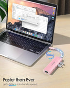 LENTION USB C Hub with 1000Mbps Ethernet Adapter, 4K HDMI, 3 USB 3.0 Port for 2024-2016 MacBook Pro 13/14/15/16, New Mac Air & Surface, Chromebook, More, Stable Driver Certified (CB-C25, Rose Gold)