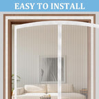 Magnetic Screen Door - Self Sealing, Heavy Duty, Hands Free Mesh Partition Keeps Bugs Out Let Breeze in- Pet and Kid Friendly - Keep Open Feature (White, Fit Door Size 34 x 80 Inch)