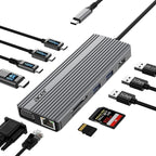 Acer 11 in 1 USB C HUB Multiport Adapter with 4K@60Hz HDMI, 1080P VGA, 2x10Gbps USB C, 2x5Gbps USB A, 100W PD Port, 1000Mbps Ethernet, SD/TF, Dual Monitor Docking Station for PC, Laptop, Desktop