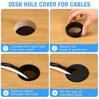Desk Grommet 1-1/2" (38 mm), Desk Cord Hole Cover, Cable Grommet ABS Plastic, Desk Hole Grommet for Office and Home Table Cable, Detachable Cable Cord Organizer (White 4 Pcs)