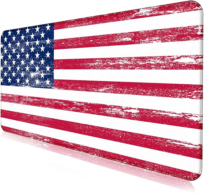American Flag XXL Extended Mouse Pad, Patriot Large Laptop Pad, Waterproof, Non Slip, Gaming Office and Home Stitching Edge Table Pad 35.4 x 15.7 x 0.12 Inches