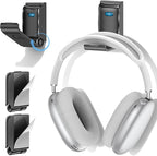 Headphone Stand, Wall Mount Headset Hanger, Gaming Headphone Holder Hook Clip, Foldable Headset Stand Desk Holder for PC Earphone Accessories, Black(2 Pack)
