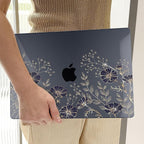 TWOLSKOO Compatible with M4 MacBook Air 13.6 inch Case 2025-2022 Release M4 A3240 M3 A3113 M2 A2681, Plastic Hard Shell & Keyboard Cover & Type C Adapter & Screen Protector, Golden Flowers