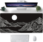 Black and White Mountain Large Mouse Pad,Gaming Keyboard Desk Pad,Extended Mouse Mat Non-Slip Rubber Base with Stitched Edges for Office Game Home XXL 35.4"x15.7"