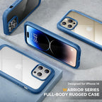 Miracase Glass Series Designed for iPhone 14 Pro Max Case 6.7 Inch, Upgrade Full-Body Bumper Case with Built-in 9H Tempered Glass Screen Protector, with Camera Lens Protector, Capri Blue