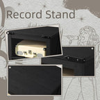 Record Player Stand with Vinyl Record Storage - Holds up to 160 Albums, Large Wooden Turntable Table, Black Cabinet Display Shelf for Living Room, Bedroom, Office