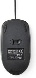 Amazon Basics 3-Button Wired USB Computer Mouse, Black - Pack of 30