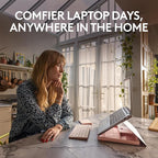 Logitech Casa Pop Up Desk Kit - Adjustable Laptop Stand for Desk, Wireless Keyboard & Touchpad, Bluetooth, USB C Charging, Bohemian Blush, Pink