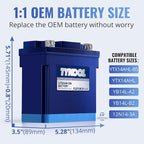TYKOOL YTX14AHL-BS LiFePO4 Lithium Motorcycle Battery,12.8V 8Ah,480CCA,Digital Readout,Powersports Battery, Fits for Motorcycle,ATV,Snowmobile,PWC. 3X Cranking Amps,5X Longer Life.Fast Charging.