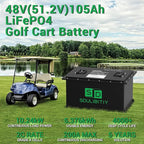 48V 105Ah LiFePO4 Lithium Golf Cart Battery, Built-in Smart 200A BMS, with Touch Monitor, Mobile APP, 4000+ Cycles Rechargeable Lithium Golf Cart Battery, Max 10.24kW Power Output for Golf Cart