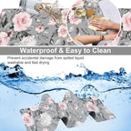 Pink Roses Desk Mat,Large Spring Blooming Flowers and Leaves Gaming Keyboard Mouse Pad,Non-Slip Rubber Base Desk Pad Thick Stitched Edges Waterproof Mousepad Mouse Mat 31.5"x11.8"