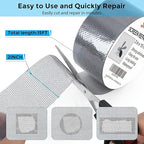 Grey Window Screen Repair Tape, 2IN X 15FT (180IN) Screen Repair Kit for Windows or Doors, Strong Adhesive Patch Kit Fiberglass Mesh Tape