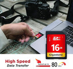GIGASTONE 16GB SD Card 20-Pack UHS-I U1 Class 10 SDHC Memory Card High Speed Full HD Video Compatible with Canon Digital Camera, SPYPOINT TACTACAM WOSPORTS Trail Camera, with 20 Mini Cases