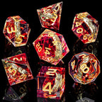 Magic Golden Ring DND Dice Set Sharp Edge Red Resin Dice with Box, for use with Dungeons Dragon RPG D&D Tabletop Games Lord D and D Polyhedral Dice Set