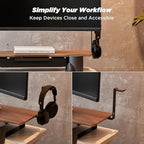 Moodular Add-ons Headphone Stand [Accessory Only - Requires Moodular Wooden Monitor Stand Slide Rails for Use] Black MSA-HS