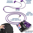LUDOS OMNITONE Wired Earbuds in-Ear Headphones, 5 Years Warranty, Earphones with Microphone, 3.5 mm Jack Corded Ear Buds, Videoconference for iPhone, Samsung, Laptop, Kids, School Students - Purple