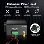 MokerLink 10 Port Gigabit Industrial DIN-Rail Ethernet Switch, Unmanaged IP40 Network Switch (-40 to 185°F), Mini Size, with Power Supply