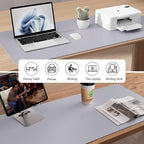 Aothia Large PU Leather Desk Pad Protector – Non-Slip Mouse Pad & Writing Mat for Office/Home, Waterproof, Easy to Clean (31.5" x 15.7", Smoky Lavender)
