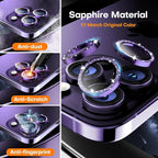 Camera Lens Protector for iPhone 16 Pro Max/16 Pro/15 Pro Max/15 Pro/14 Pro Max/14 Pro, Sapphire Glass Metal Individual Camera Cover Screen, Anti-drop, Case Friendly- Glitter Deep Purple