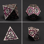 Metal DND Dice Set, Polyhedral Metallic Dice with Cracks for Dungeons and Dragons RPG TTRPG D&D 7-Die Set with Gift Case