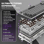 YUNZII B75 PRO Wireless Mechanical Keyboard,75% Layout with Knob,Hot Swap Gasket Custom Structure,Creamy Pre-lubed Switches,RGB Backlit,BT/Type-C/2.4G for Win/Mac(Cocoa Cream V2 Switch,Dark Grey)