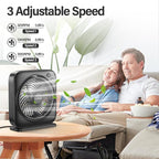 Portable Table fan, Window Fan,Small Box Fan with 3 Powerful Speed & 4 Timer Setting, 270° Pivoting Quiet Square DC Fan for Home Office Bedroom Bathroom Kitchen