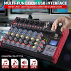 Pyle Professional Wireless DJ Audio Mixer - 8-Channel Bluetooth Compatible DJ Controller Sound Mixer w/USB Port, 6 Mic/Line Input, ¼” Mono/Stereo Input, Headphone Jack, +48V Phantom Power - PMX848BT